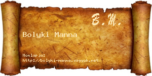Bolyki Manna névjegykártya